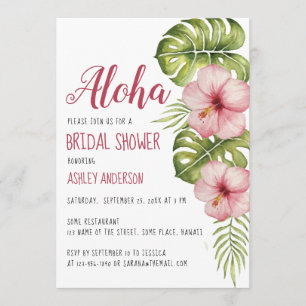 Aloha Tropical Floral Brautparty Rosa Hibiskus Einladung