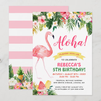 Aloha Tropical Floral Luau Kindergeburtstag Party Einladung
