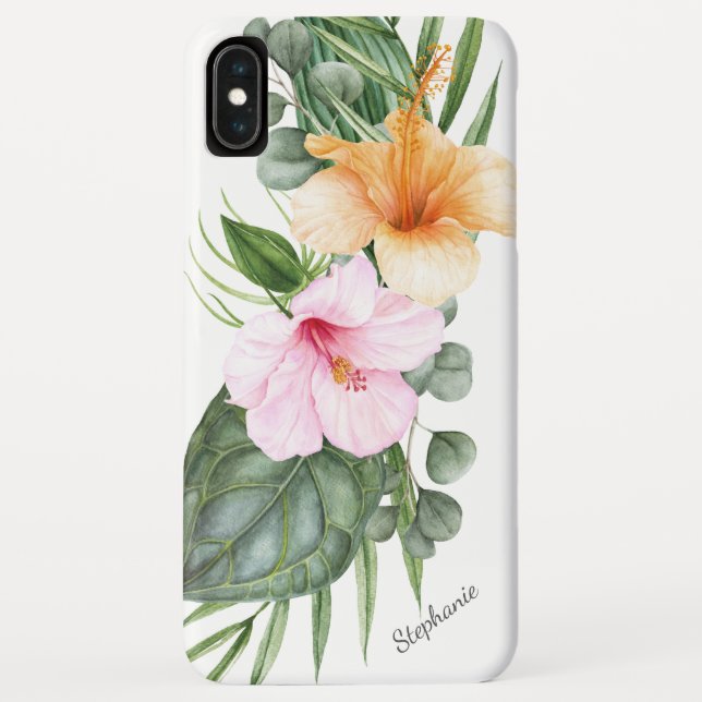 Aloha Tropical Floral mit Ihrem Namen Case-Mate iPhone Hülle (Rückseite)