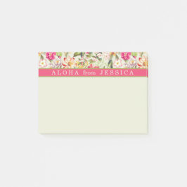 Aloha Tropical Floral Pink und Limone Custom Post-it Klebezettel