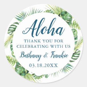 Aloha Tropical Greenerenery Beach Hochzeit Vielen  Runder Aufkleber