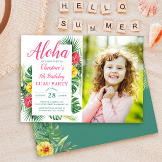 Aloha Tropical Greenerity Luau Birthday Foto Einladung
