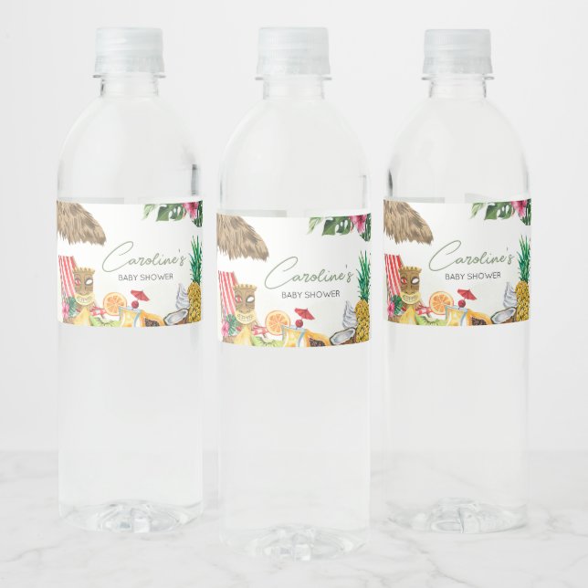 Aloha Tropical Hawaiian Baby Dusche Wasserflaschenetikett (Flaschen)