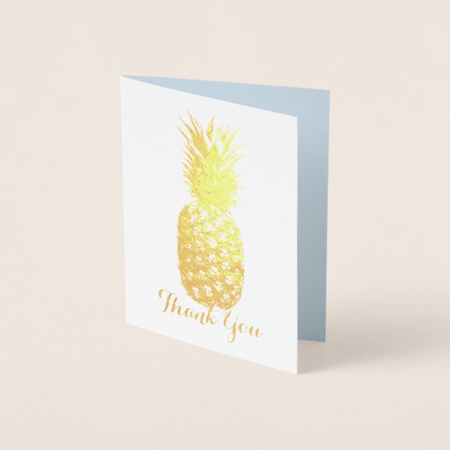 Aloha Tropical Hawaiian Gold Ananas Vielen Dank Folienkarte (Vorderseite)