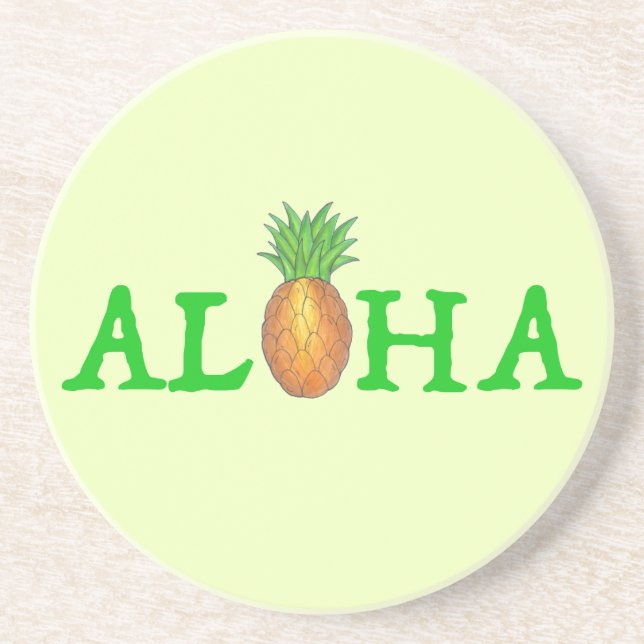ALOHA Tropical Hawaiian Island Ananas Obst Getränkeuntersetzer (Vorne)