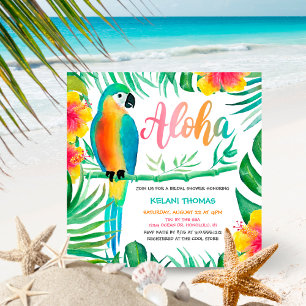 Aloha Tropical Hibiskus Parrot Brautparty Einladung