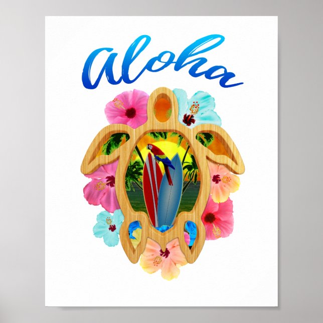 Aloha Tropical Honu Sea Turtle Poster (Vorne)