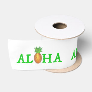 ALOHA Tropical Island Hawaii Ananas Fruit Beach Satinband