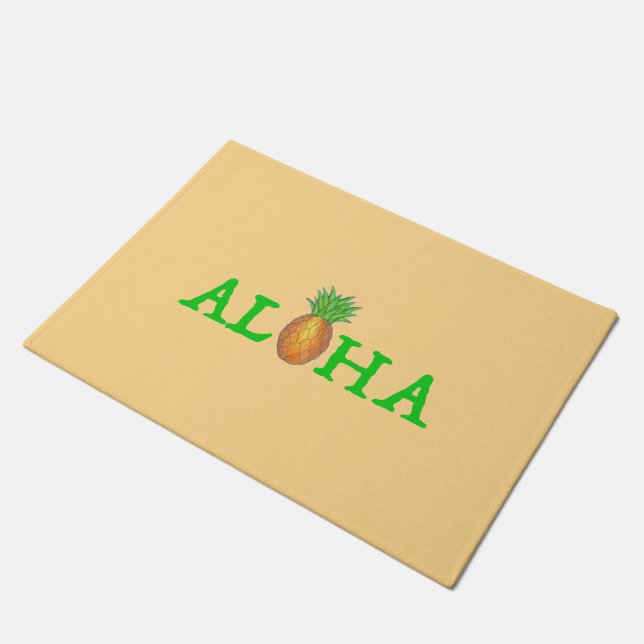 ALOHA Tropical Island Hawaiian Ananas Door Mat Fußmatte (Schrägansicht)