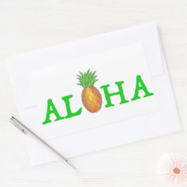 ALOHA Tropical Island Hawaiian Ananas Hallo Rechteckiger Aufkleber