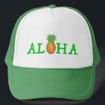 ALOHA Tropical Island Hawaiian Ananas-Hut Truckerkappe<br><div class="desc">Enthält eine originale Marker-Abbildung einer tropischen Hawaiianischen Ananas,  die das O in ALOHA bildet. Ideal für einen Inselurlaub!</div>