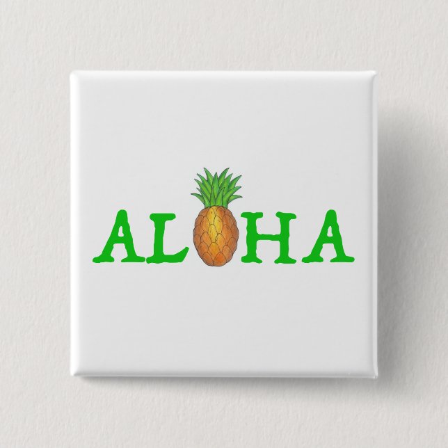 ALOHA Tropical Island Hawaiian Ananas Obst Button (Vorderseite)