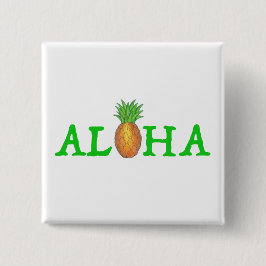 ALOHA Tropical Island Hawaiian Ananas Obst Button