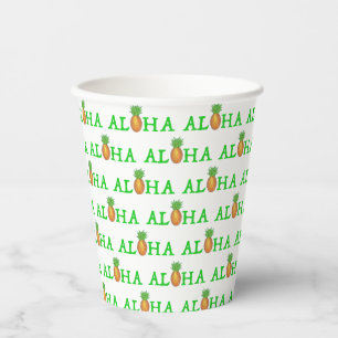 ALOHA Tropical Island Hawaiian Pineapi Hawaii Pappbecher