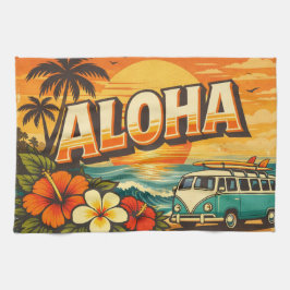 Aloha Tropical Island Sunset Artwork Geschirrtuch