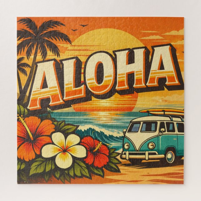 Aloha Tropical Island Sunset Artwork Puzzle (Vertikal)