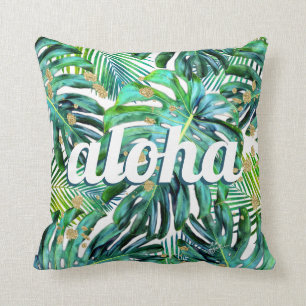 Aloha Tropical Leaf Muster Monstera Blätter Hawai Kissen