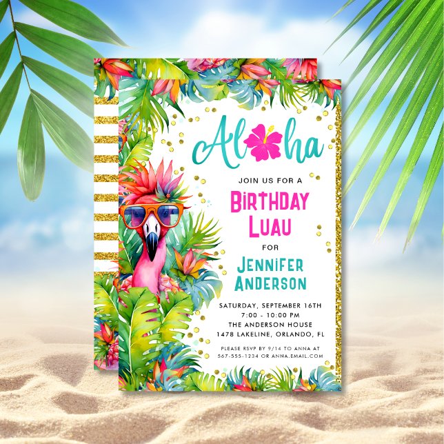 Aloha Tropical Luau Birthday Party Einladung (Von Creator hochgeladen)