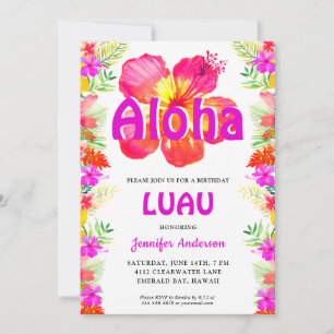 Aloha Tropical Luau Birthday Party Einladung