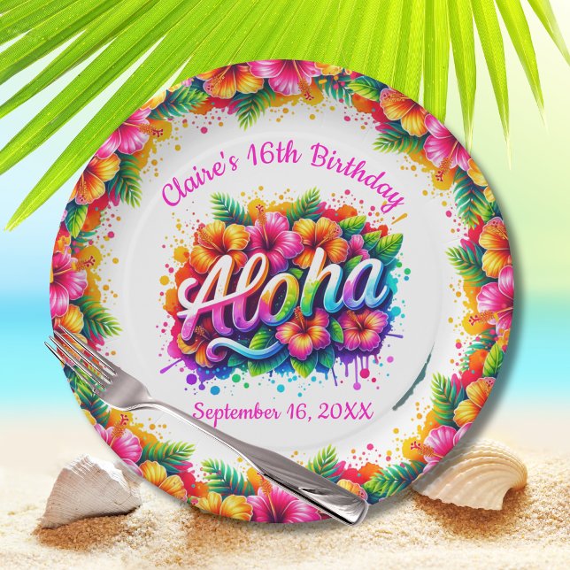 Aloha Tropical Luau Birthday Party Pappteller (Von Creator hochgeladen)