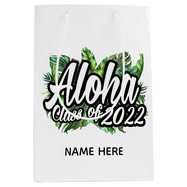 Aloha Tropical Luau Class of 2022 Graduation Party Mittlere Geschenktüte (Vorderseite)