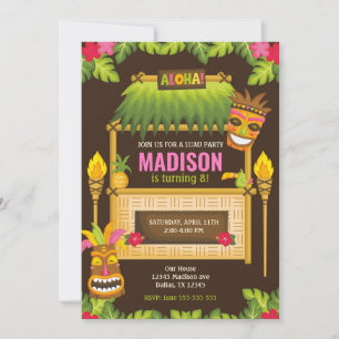 Aloha Tropical Luau Geburtstagseinladung Floral Einladung
