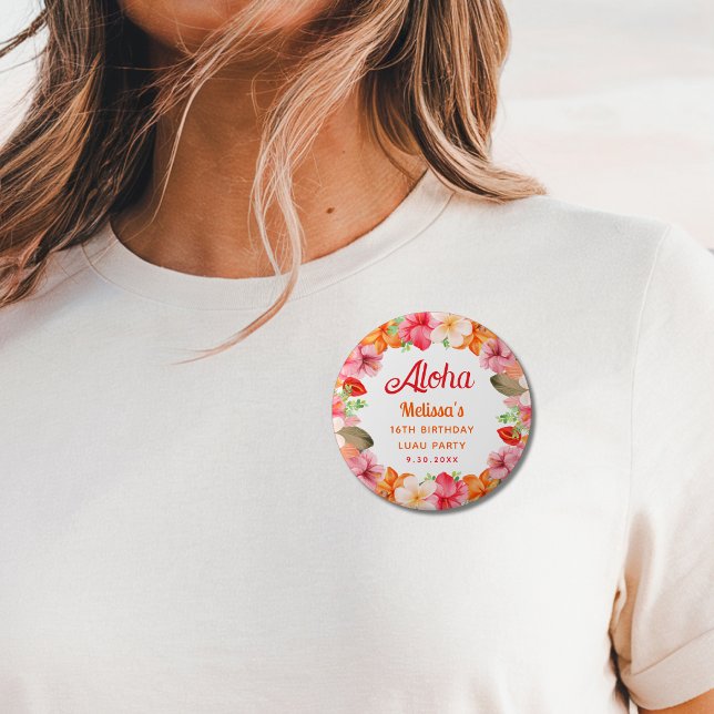 Aloha Tropical Luau-Party Geburtstag  Button (Von Creator hochgeladen)
