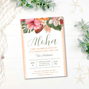 Aloha Tropical Luau Stilvolle Graduiertenparty Einladung