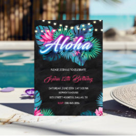Aloha Tropical Neon Birthday Einladung