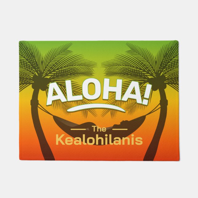 ALOHA Tropical Palm and Sunset Fußmatte (Vorderseite)