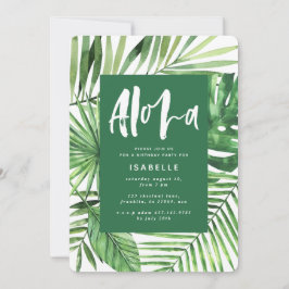 Aloha Tropical Palm Blatt & Skript Geburtstag lade Save The Date