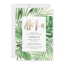 Aloha Tropical Palm & Gold Drehbuch Geburtstag