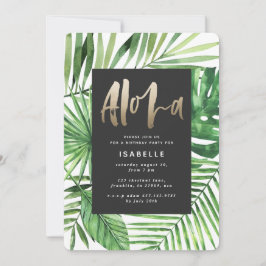 Aloha Tropical Palm & Gold Script Party Geburtstag Save The Date