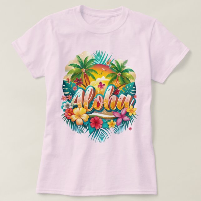 Aloha Tropical Paradise - Vibrant Hawaiian T-Shirt (Design vorne)