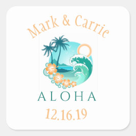 Aloha Tropical Personalisiert Quadratischer Aufkleber