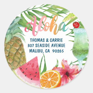 Aloha Tropical Pineapa Rücksendeadresse Siegel Runder Aufkleber