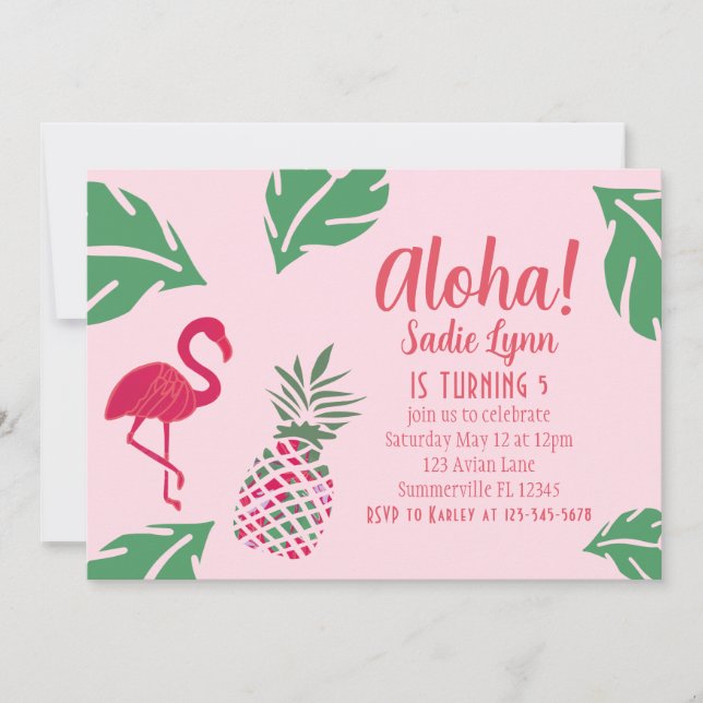 Aloha Tropical Pineappel Hawaiian Geburtstag Einladung (Vorderseite)