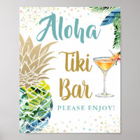 Aloha Tropical Pineappel Hawaiian Luau Tiki Bar