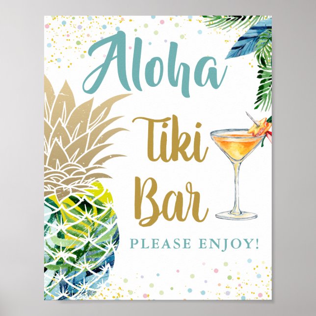 Aloha Tropical Pineappel Hawaiian Luau Tiki Bar Poster (Vorne)