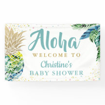 Aloha Tropical Pineappy Baby Shower Banner