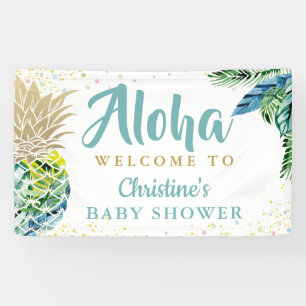 Aloha Tropical Pineappy Baby Shower Banner