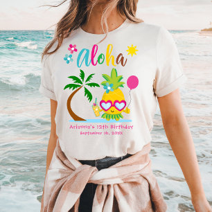 Aloha Tropical Pineapse Birthday Luau Party T-Shirt