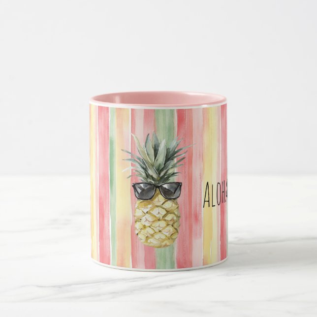 Aloha Tropical Pink Mint Yellow Green Pineapple Tasse (Zentrum)