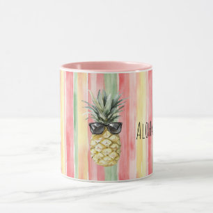 Aloha Tropical Rosa Minze Gelb Grün Ananas Tasse