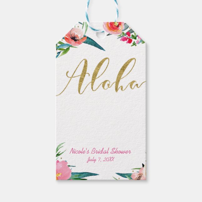 Aloha Tropical Summer Floral Brautparty Bevorzugun Geschenkanhänger (Vorderseite)