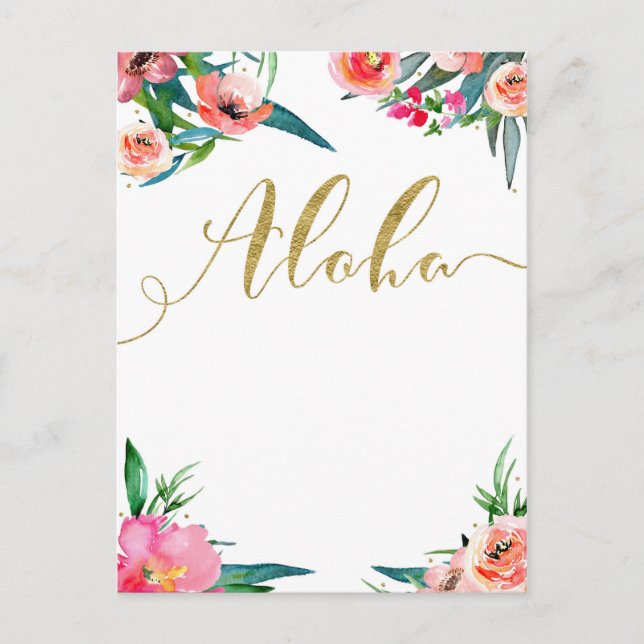 Aloha Tropical Summer Floral Modern Save the Date Ankündigungspostkarte (Vorderseite)