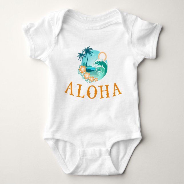 Aloha Tropical T-Shirt Baby Strampler (Vorderseite)