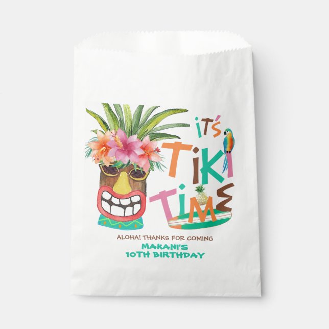Aloha Tropical Tiki Birthday Vielen Dank Geschenktütchen (Vorderseite)