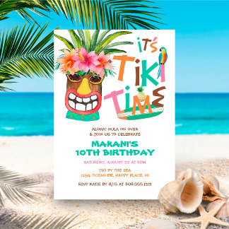 Aloha Tropical Tiki Luau Birthday Einladung