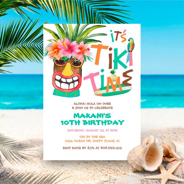Aloha Tropical Tiki Luau Birthday Einladung (Von Creator hochgeladen)
